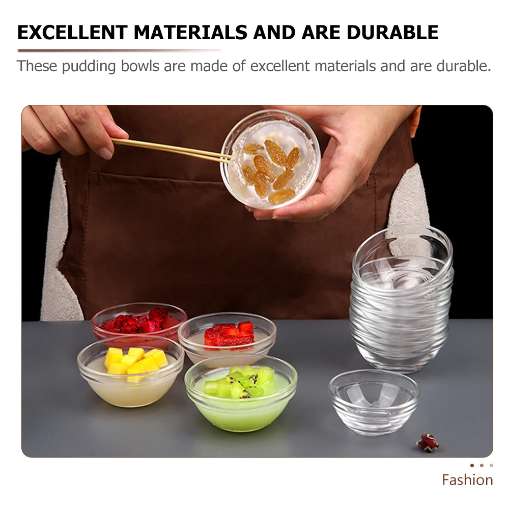 

8 Pcs Sauce Bowl Cake Glass Food Containers Small Clear Pudding Dessert Serving