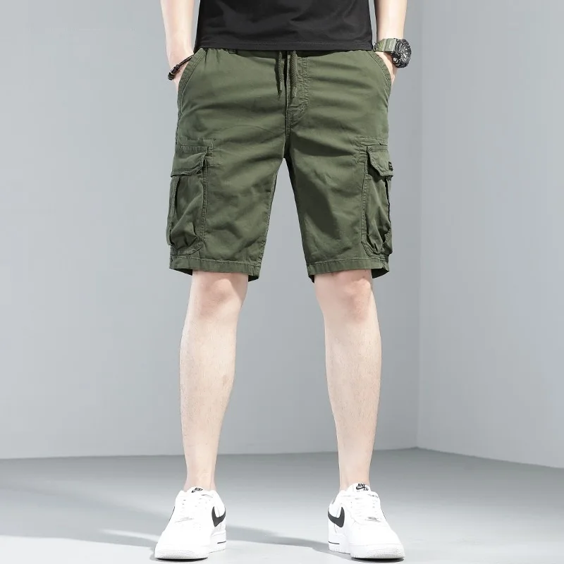 Cargo Shorts Men 2022 Summer Fashion Streetwear Casual Sport Khaki Cotton Straight Short Pants
