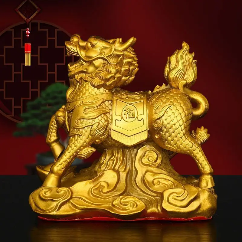 1pairs Feng Shui Copper Fortune Animal Unicorn Ornament Fire Beast Store Opening Gift