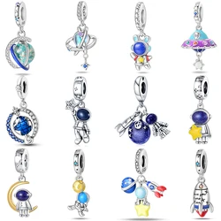 New 925 Sterling Silver Space Enthusiast Commemorative Significance Charms Beads 3mm DIY Gift Fine Jewelry Making