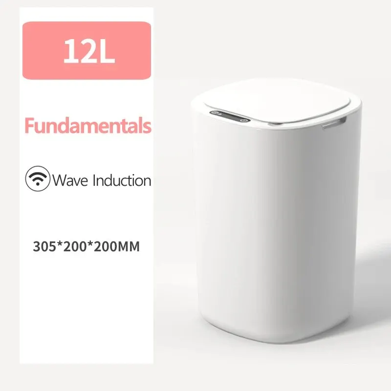 Smart Sensing Trash Can Automatic White Trash Can Kitchen Bathroom Waterproof 12L Electric Trash Can image 6