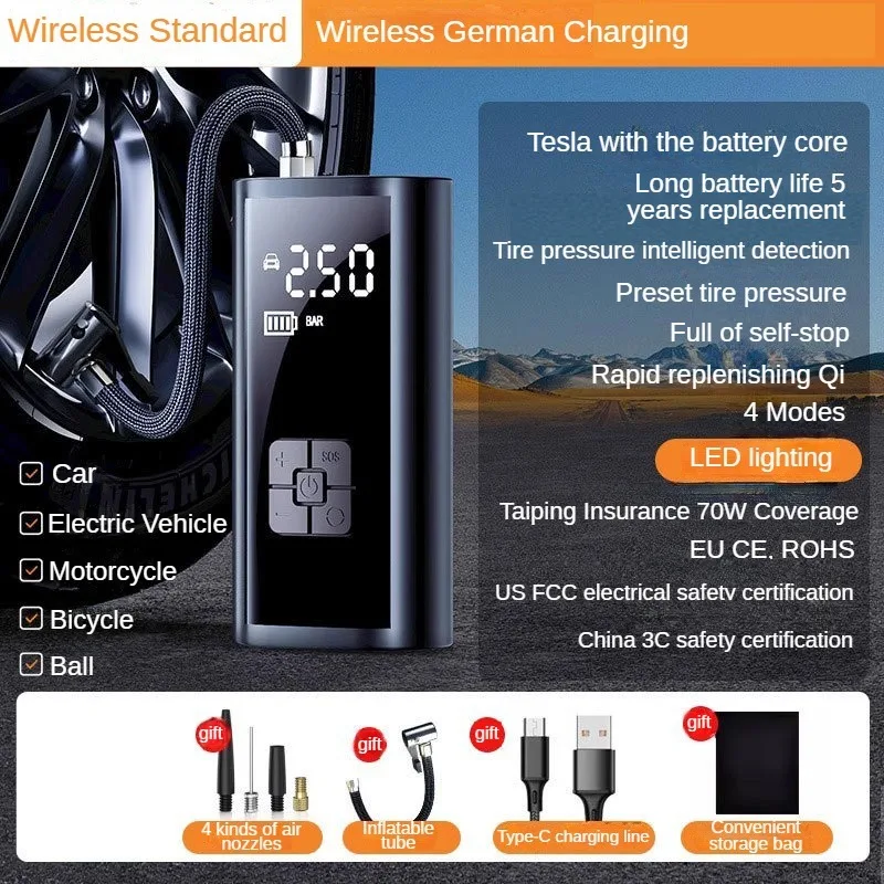 Auto Luchtpomp Bedraad/Draadloos Portable Auto Luchtcompressor 150PSI Bandenpomp voor Motor Fiets Autoband Bal Inflator