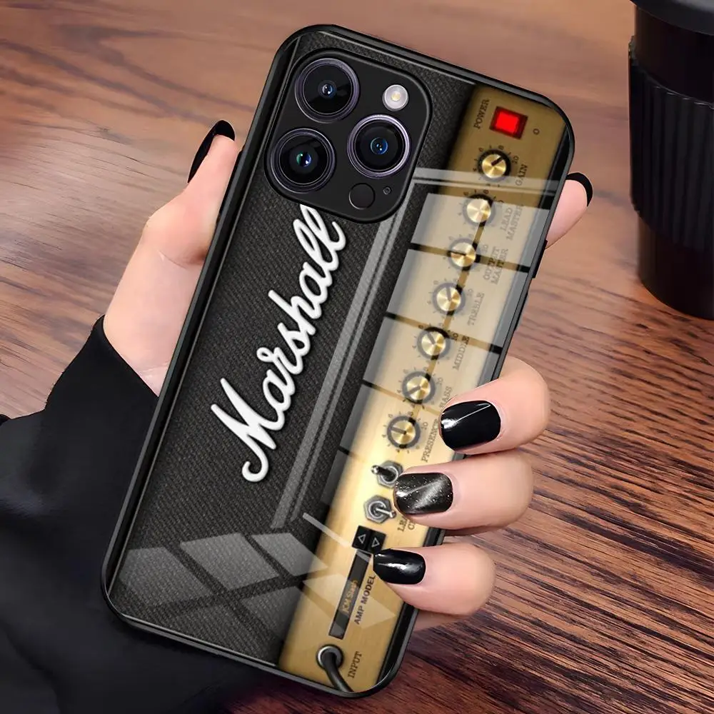 Music M-Marshalles Handyhülle für iPhone 17 Pro Max 15 Pro 16 14 Plus 12 13 Mini 11 Pro Stoßfeste Glasabdeckung