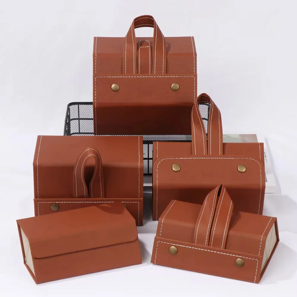 Brown Fashionable portable PU leather foldable glasses storage box 2/3/4/5/6 multi slot glasses display stand