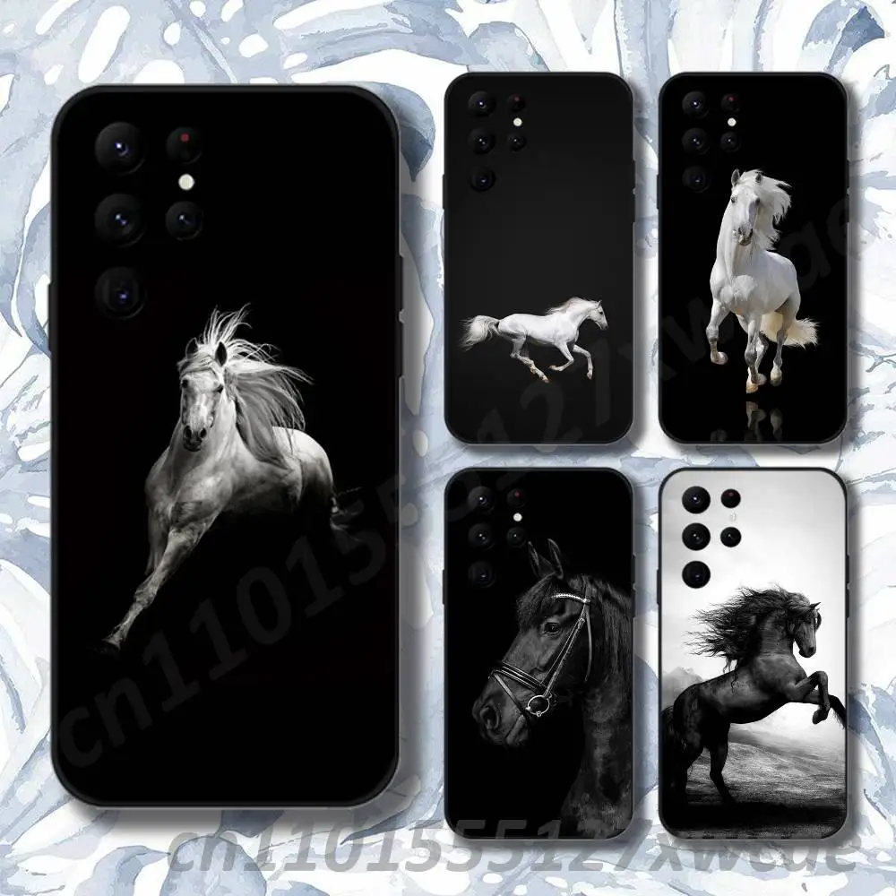 D-Domineering Cool Horse Phone Case For Samsung S10,S21,FE,S21 ,S26,S25,S24,S23,Ultra,S9,S22,Plus Black Shockproof TPU