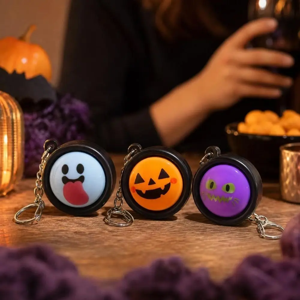 3D Printed Halloween Steamer Fidget Keychain Click Sound Funny Mini Press Fidget Button Round Removable Lid