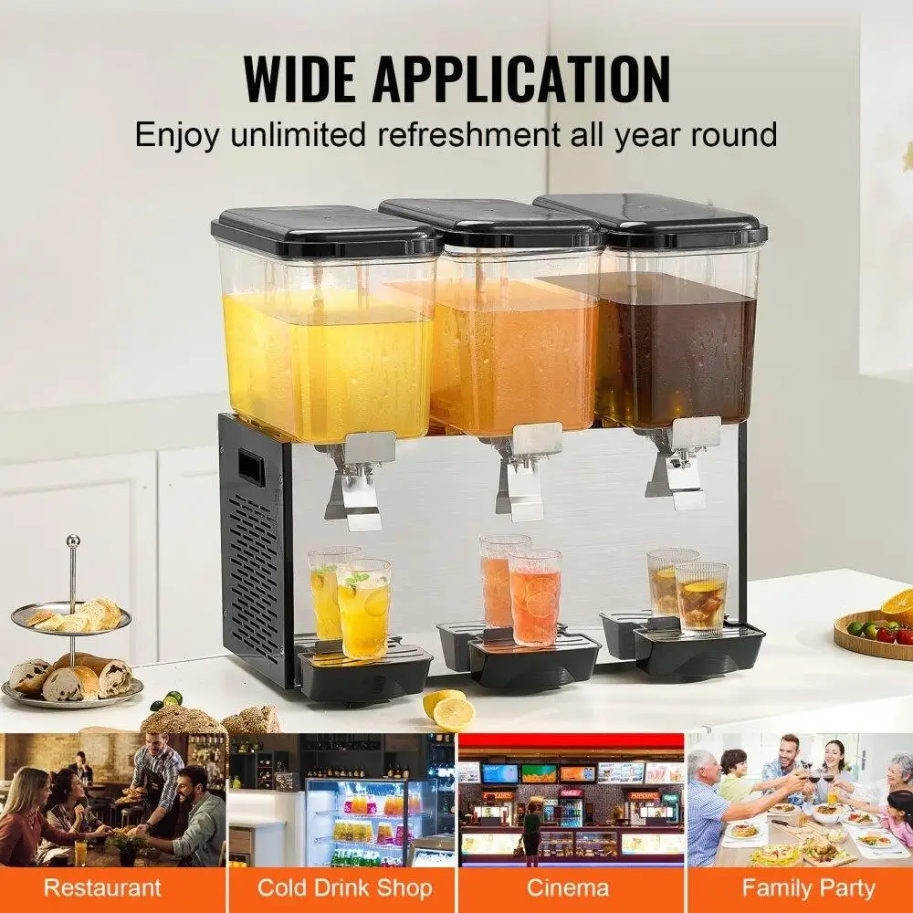 آلة المشروبات التجارية 3 خزان 18 لتر من العصير البارد والمشروبات المثلجة لأحداث الحفلات
