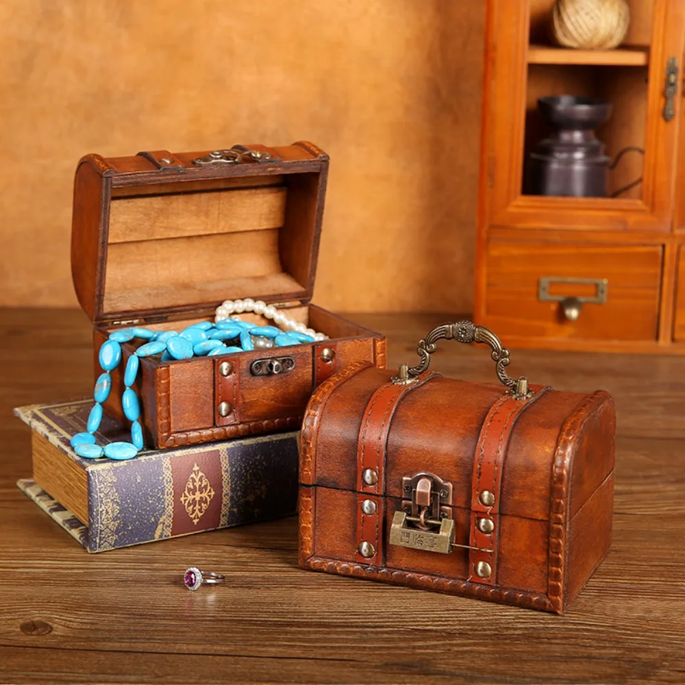 High Quality Password Lock Wooden Storage Box Key Unlocking Retro Style Trinket Box Durable Gift Box for Jewelry Art Collection