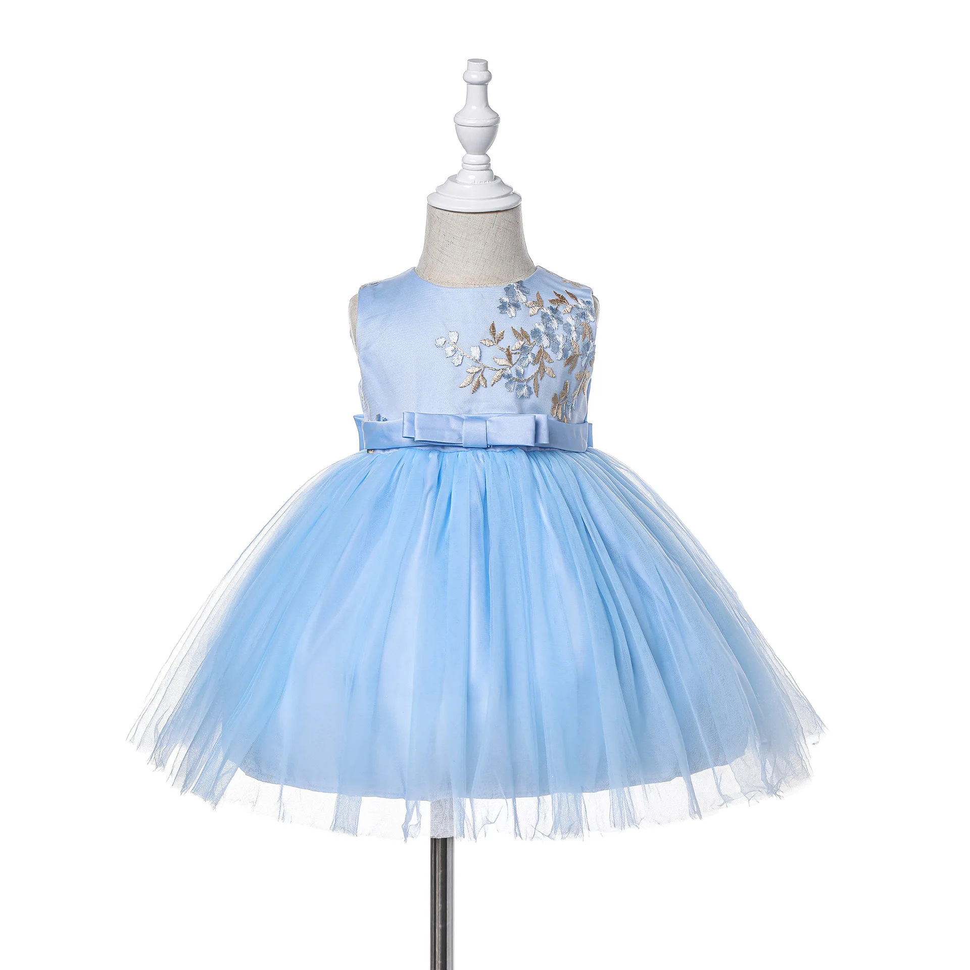 

Blue Bow 1 Year Old Birthday Baby Girl Dress Party Wear Vestido Summer Toddler Baby Girls Clothes 3 to 24 Month