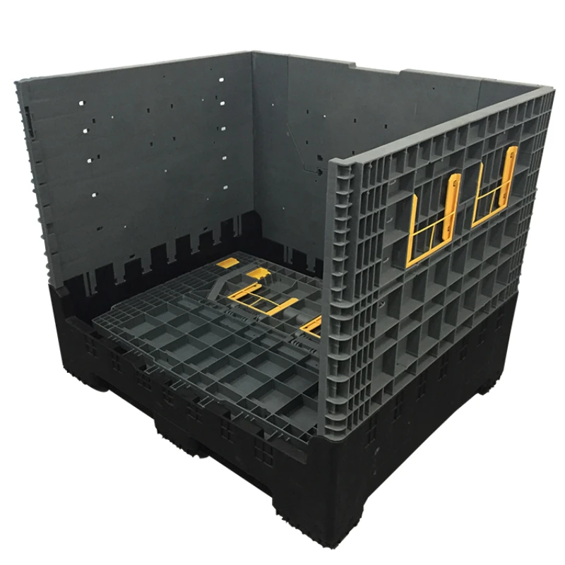 1200*1000*1000mm 4000KG static load folding industry plastic pallet box with folding doors