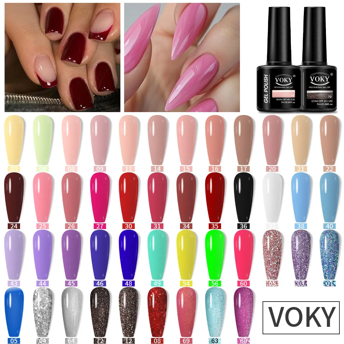 

Набор цветных гелевых ногтей VOKY, 6 предметов, долговечный водорастворимый УФ-светодиодный гель для ногтей, подходит для вечеринок и свадеб на все сезоны