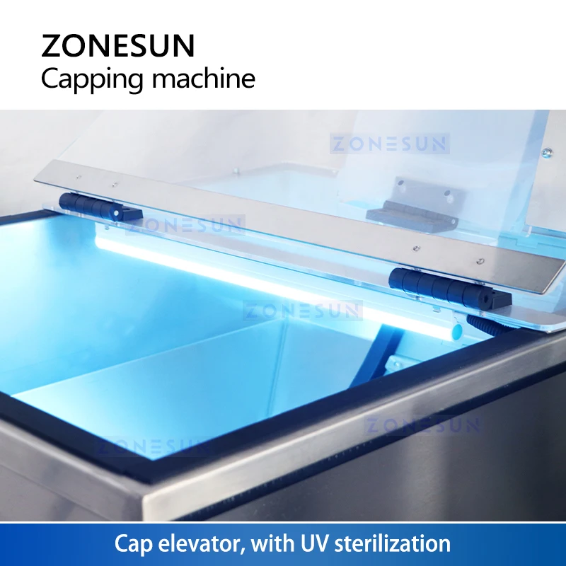 Zonesun Jerrycan Capping Machine Servo Capper F Style Cap Screwing Machine Large Bottle Sealing UV Sterilization ZS-XG441F