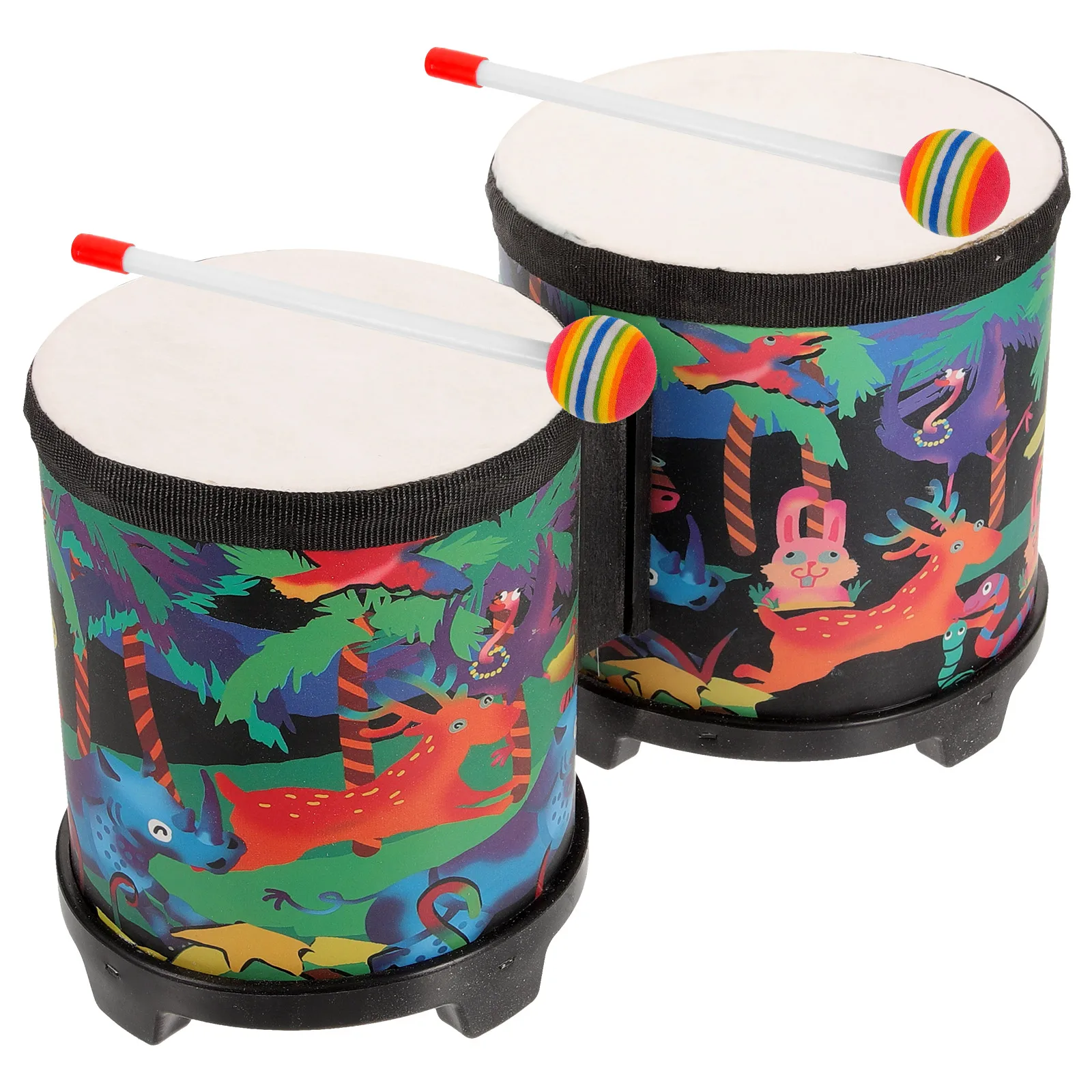 1 Set Bongo Drum Forest One-Piece Drum Toy Bongo Drum Orff Children One-Piece Drum 5 Inch 6 Inch Hand Drum Floor Drum