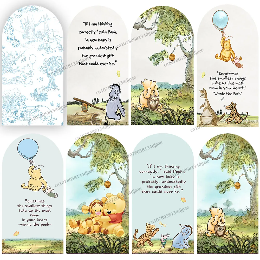 

Winnie The Pooh Baby Shower Background Newborn Boy Happy Birthday Party Backdrop Cover Banner Arch Wall Decoration Props