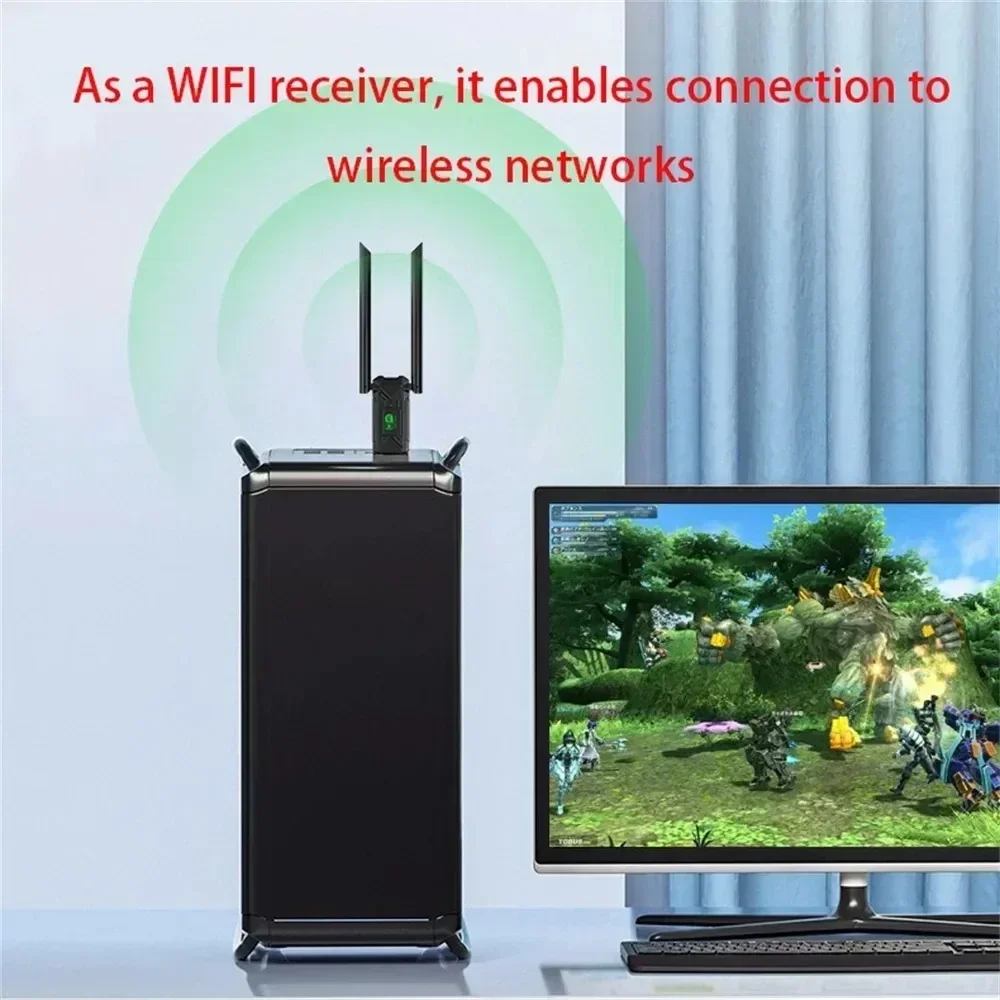 1300Mbps WiFi USB アダプターデュアルバンド 2.4G + 5Ghz Wi-Fi ドングル 2 アンテナ 802.11AC USB3.0 高速ワイヤレスカードレシーバー PC/ラップトップ
