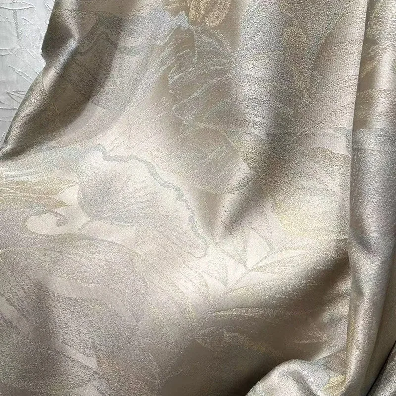 New Jacquard Champagne Blue Luster Thickened Curtains for Living Room Bedroom French Window Villa Customized Products