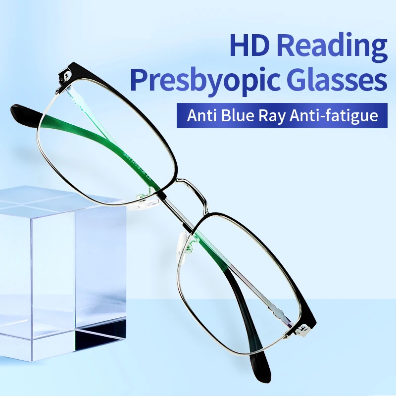 

Reading Glasses for Men Blue Light Blocking Metal Full Frame Computer Readers Anti UV/Eyestrain/Glare,Presbyopia Eyeglasses