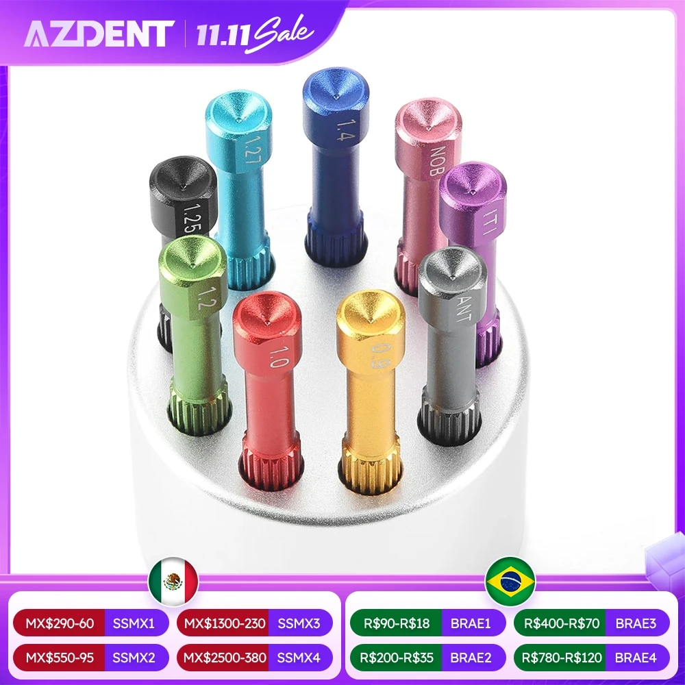 

9Pcs/Set AZDENT Dental Laboratory Implant Screw Driver Dentistry Tools Kit Micro Screwdriver Dentist Instrument