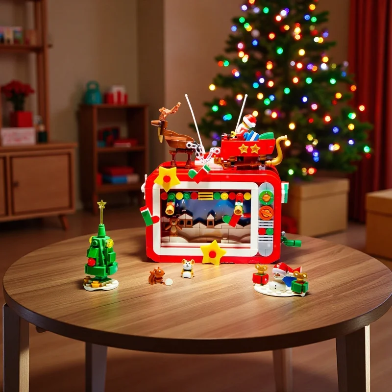 

626 PCS Christmas Series TV Building Block Toy, Christmas Living Room and Bedroom Decoration, Fun Assembly Game, Holiday Gift