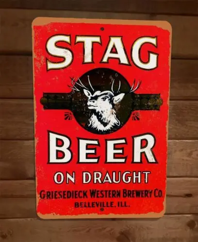 1 pcs,Stag Beer on Draught Vintage Ad 8x12 Metal Wall Bar Sign