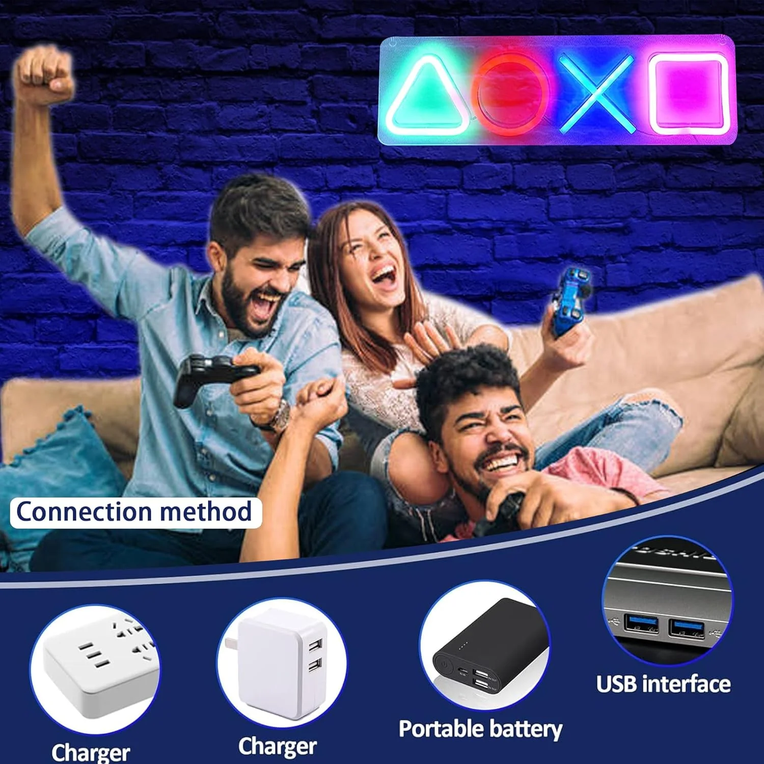 Gamer Neon Sign PS4 Game Icon Light for Wall Hanging Atmosphere Lamp Colorful LED Night Light Gaming Room Decoration