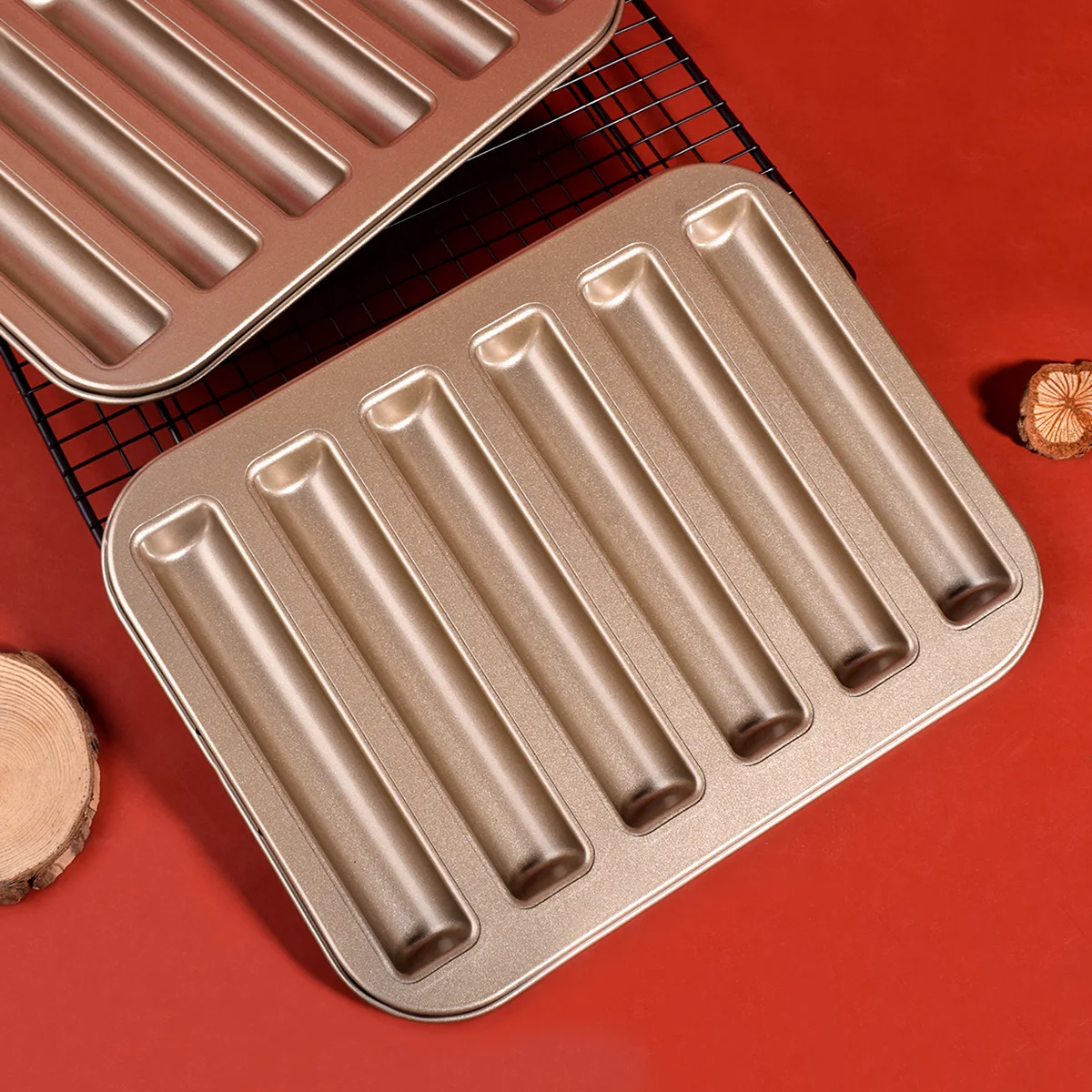 Cake Mold Baking Tray Non-Stick Pastry Mods Long Strip Cake Carbon Steel Pastry Mould Churros Kitchen Tools Accessories