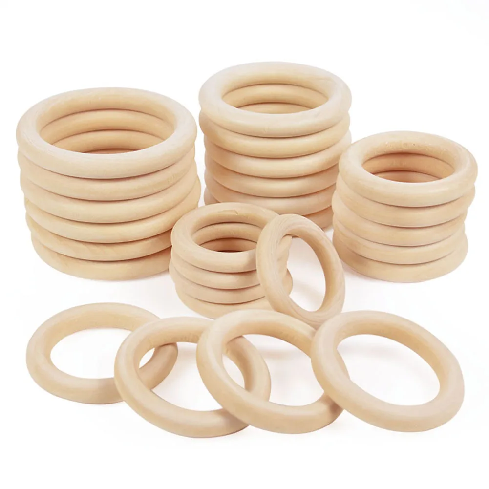 Unfinished Solid Wooden Rings 50-150MM Natural Wood Rings For Macrame DIY Crafts Wood Hoops Ornaments Connectors Jewelry Making