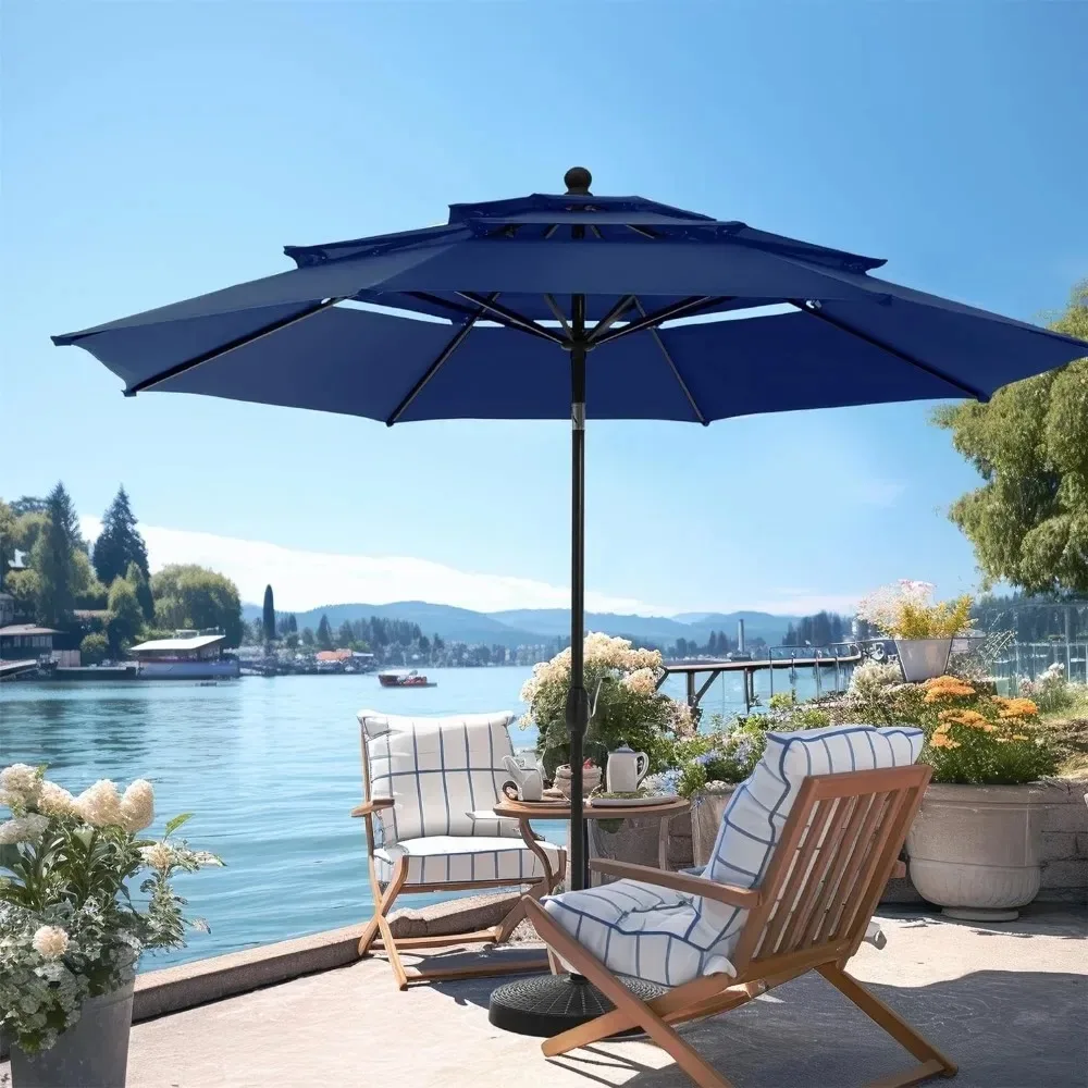 

11ft Outdoor Patio Umbrellas for Outside, 3 Tier Vented Market Table Umbrella Windproof for Backyard, Deck, Garden