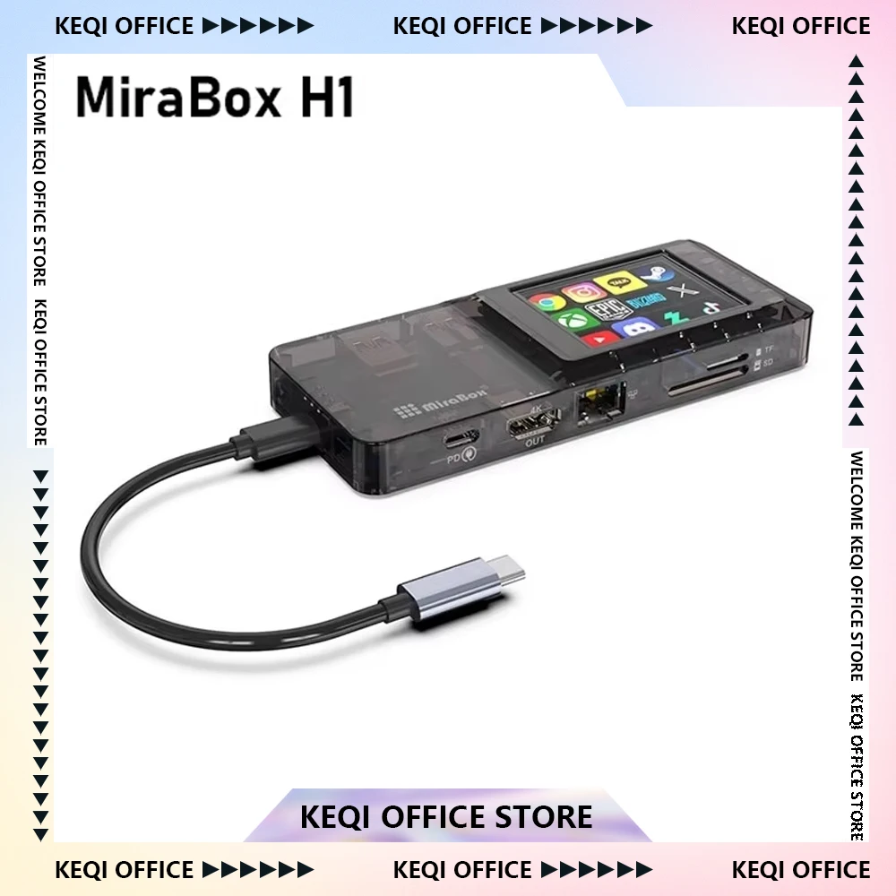 

Зерная док-станция Mirabox H1 Type-C, док-станция с сетевым портом и консолью, индивидуальная кнопка, украшение для рабочего стола, подарки