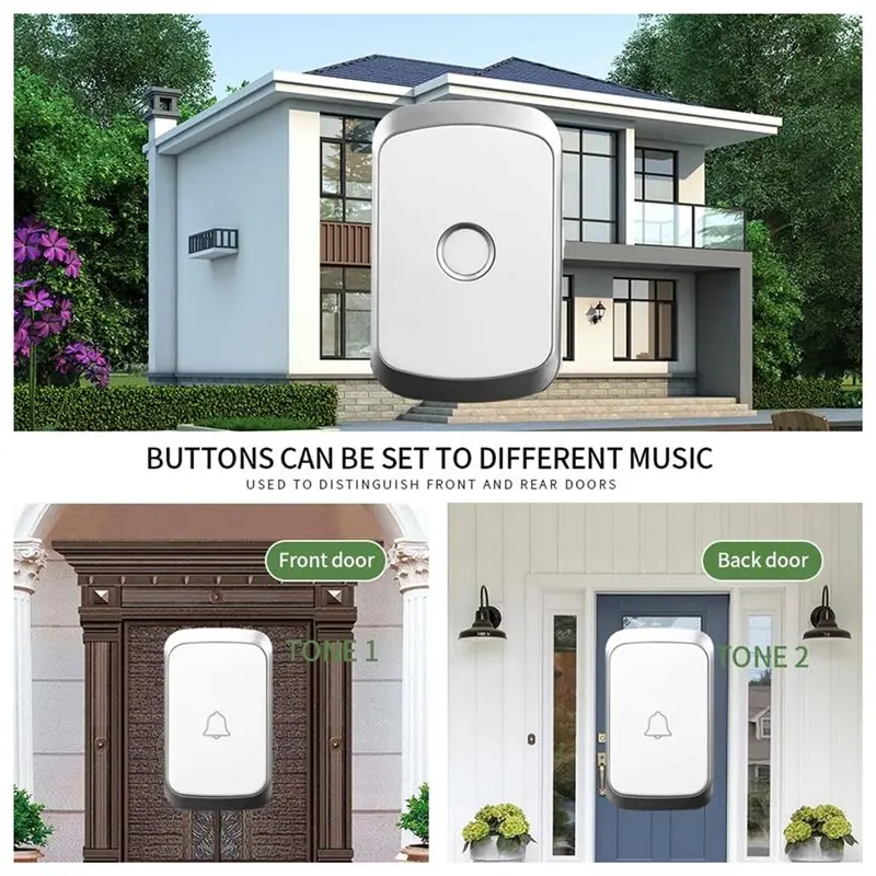 [NEW!A93G】 Wireless Doorbell Kit Wireless Doorbell Kit Strong Penetration Brrier-Free Reception Simple Shape