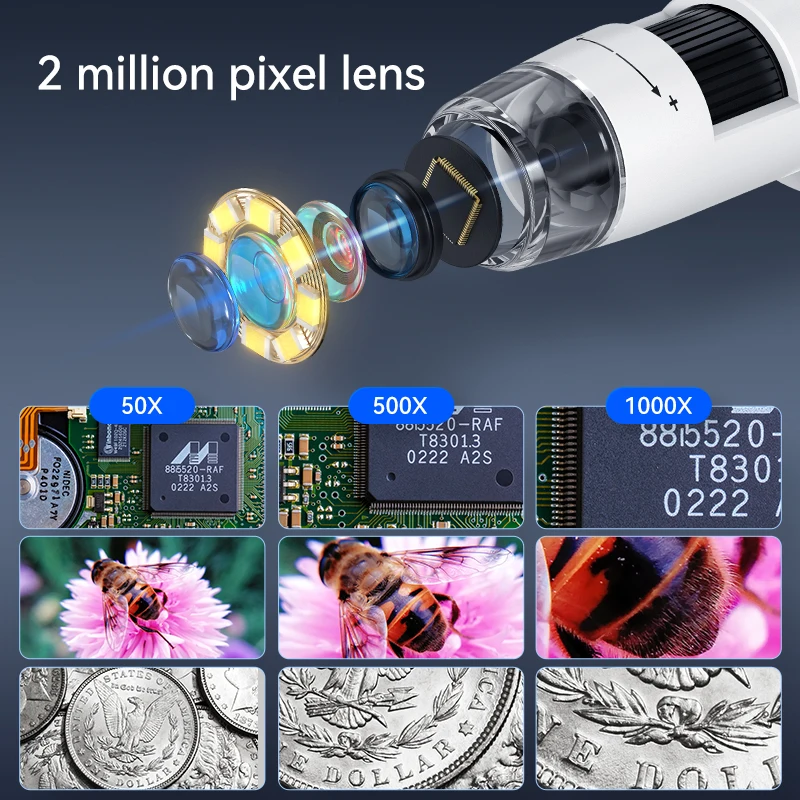 Digital Microscope 4.3inch 1000X Zoom 1080p 8LEDS Coin Microscopio Video Camera Microscope for Electronics Repair Soldering