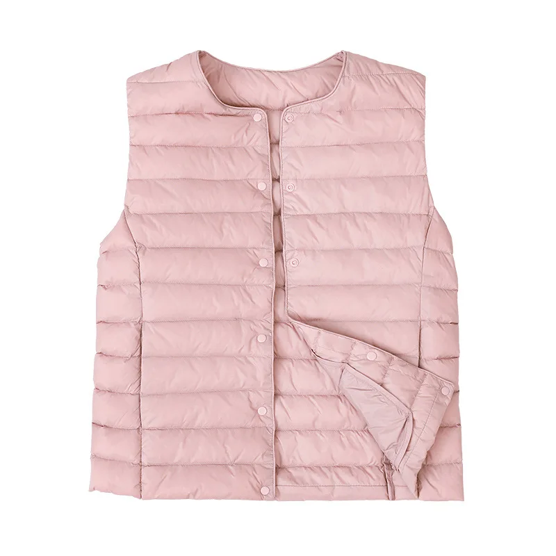 عادية المتضخم متغير طوق بطة أسفل سترة دافئة البث المباشر الأكثر مبيعا اتجاهين سستة بولو طوق مطاطا بلا أكمام #5