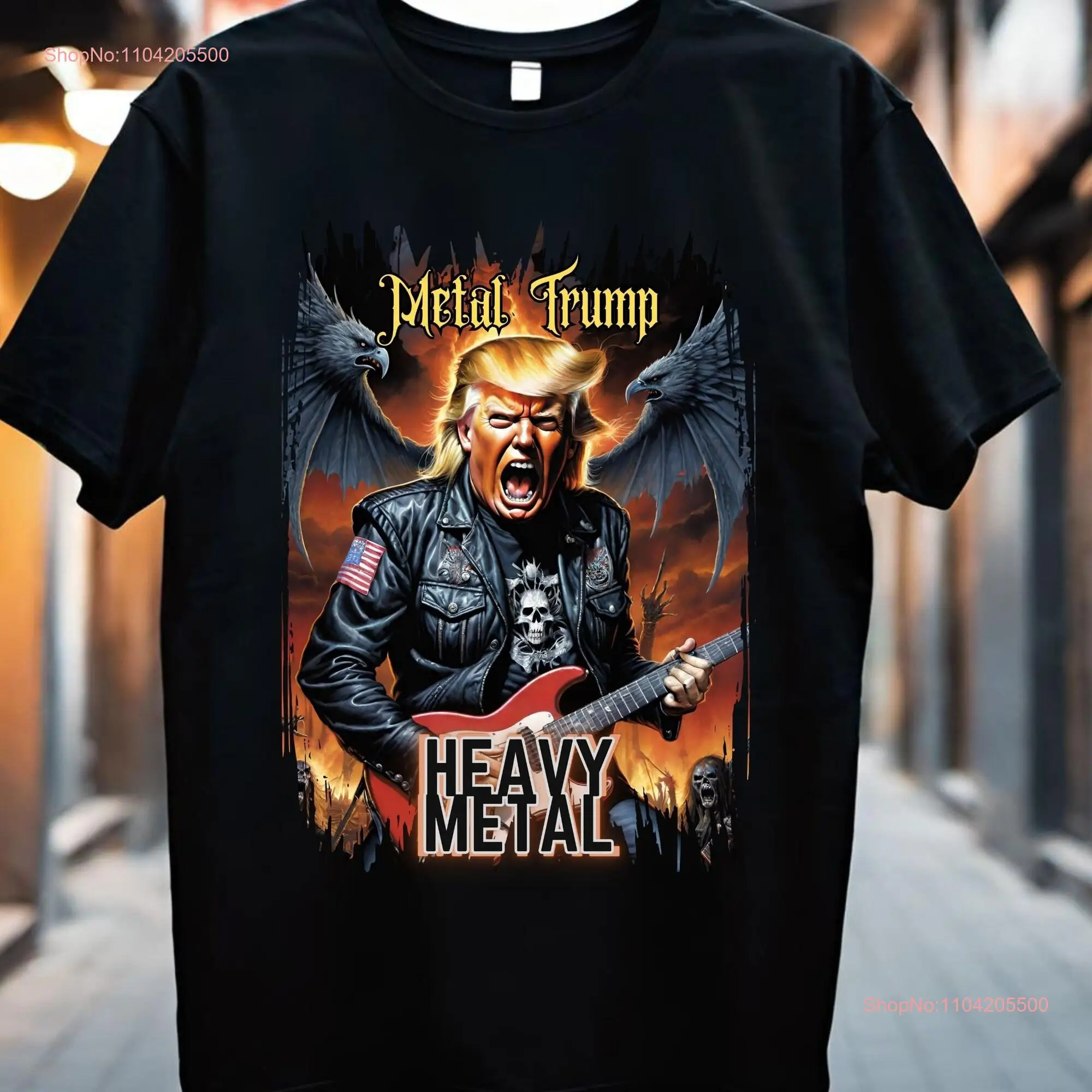 Trump Metalhead T Shirt Heavy Metal POTUS Power Presidential s Retro Art Donald Fan Soft style long or short sleeves