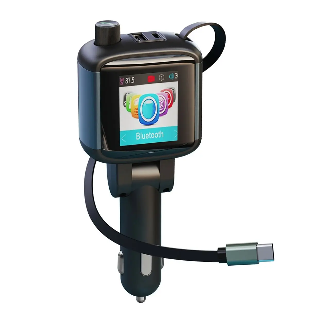 【POPULAR PICK】-Color Screen Bluetooth FM Transmitter Car Charger 83W PD Fast Charger Car Radio with Mic for Hands Free Call MP3