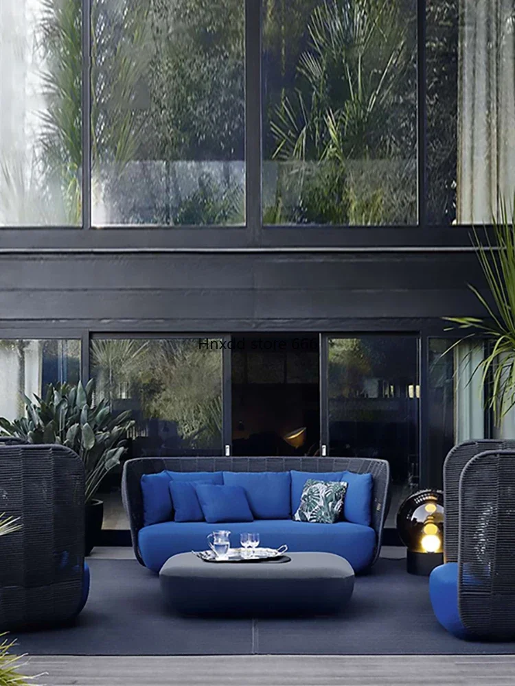 Courtyard Villa Hotel Balcony Rattan Model Room Designer Garden Coffee Table Combination image 4
