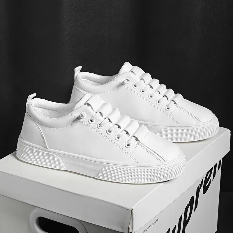 

Men's Sneakers Casual Sports Shoes for Men Lightweight PU Leather Breathable Shoe Flat White Shoes