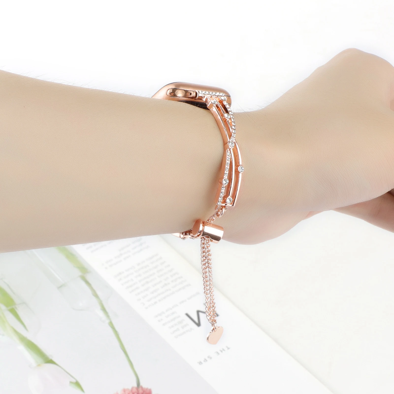 Correa X Sharp para Apple Watch Band Cadena de pulsera de metal para Iwatch 87654321 SE38 40 41 42 44 45 49MM muñeca de diamante dulce para mujer