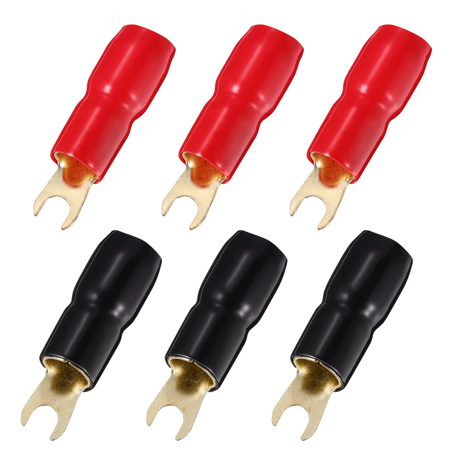 

10Pairs Speaker Wire Connectors Copper Crimp Terminal Fork Spade Connectors Red Black Alternative Banana Plug High Power Audio