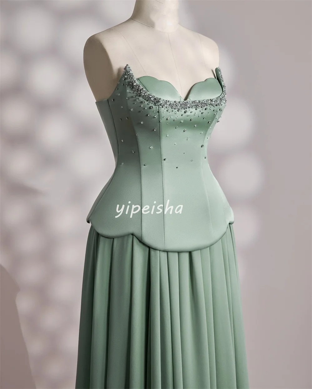 Индивидуальные модные одинаковые шифоновые стразы с бисером, прямые длинные платья без бретелек, платья на заказ, доступны размеры