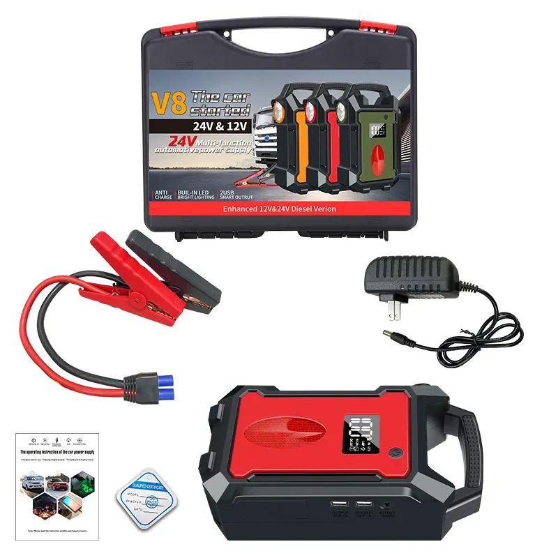 Vehicle Truck Tools Emergency Power Supply High Power 68000mah 12V 24 Volt Jump Starter Powerbank Truck Jump Starter 12V/24V