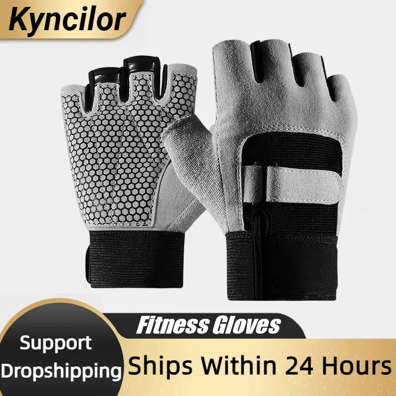 Gym Gloves Fingerless Breathable Weightlifting Fitness Gloves Dumbbell Men Women Weight lifting Gym Gloves Black