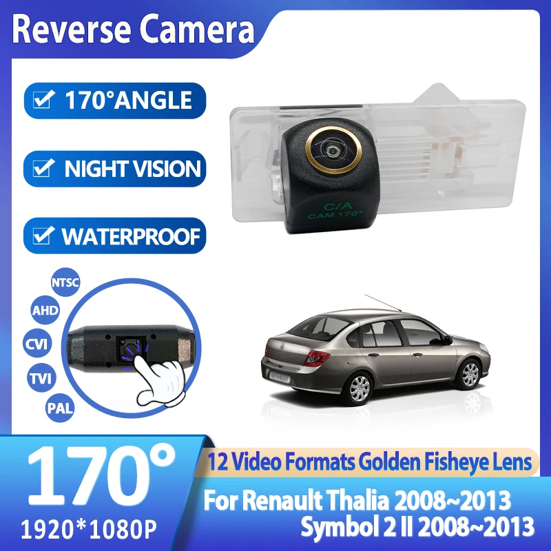 1080P HD 170° Car Rear View Camera For Renault Thalia 2008~2013 Symbol 2 II 2008~2013 Reverse Vehicle Parking AHD Accessories