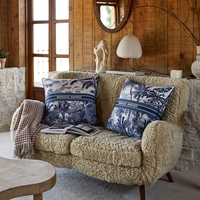 Nature Rainforest Pillows Blue Cushion Case Luxury Print Decorative Pillow Cover For Sofa Chair Art Living Room Home Decorations