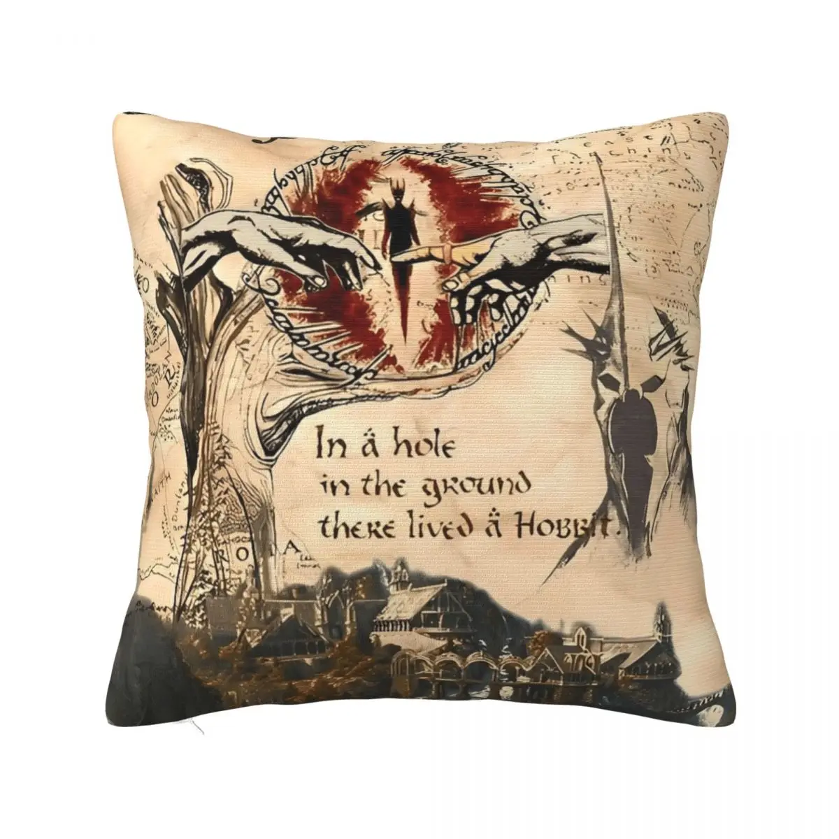 L-Lords Of The R-Rings Vintage Pillow Cover Cute Funny Pillow Case For Sofa Car Home Decor Cushion Cover Square Pillowcases Gift