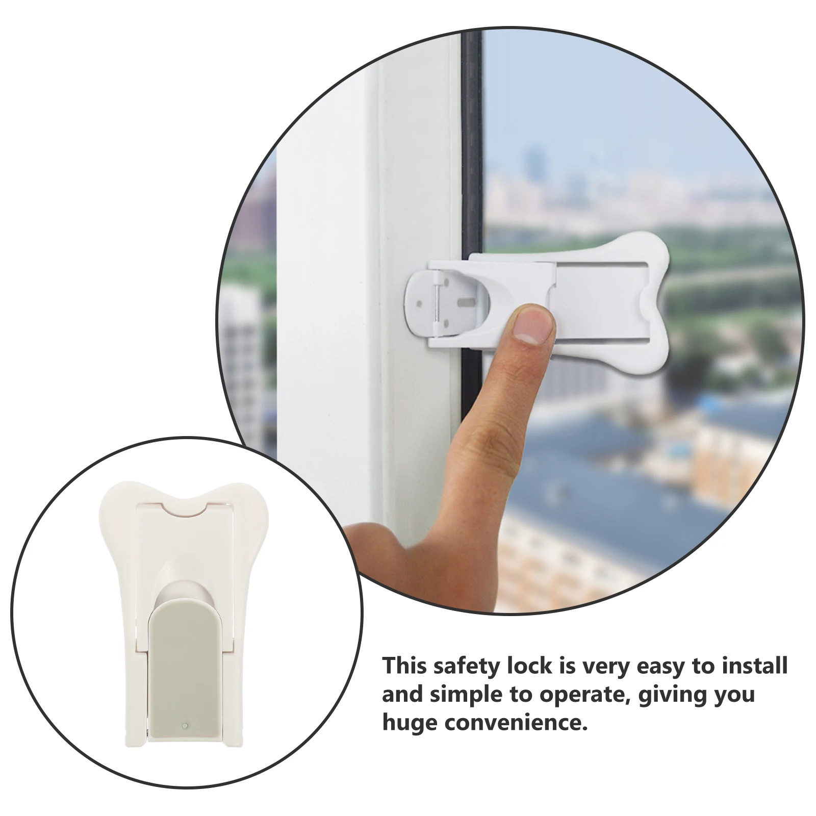 

3pcs Sliding Door Child Safety White Abs Material Easy Install Security Bedroom Adjustable Window Safety Lock Sliding Cabinet