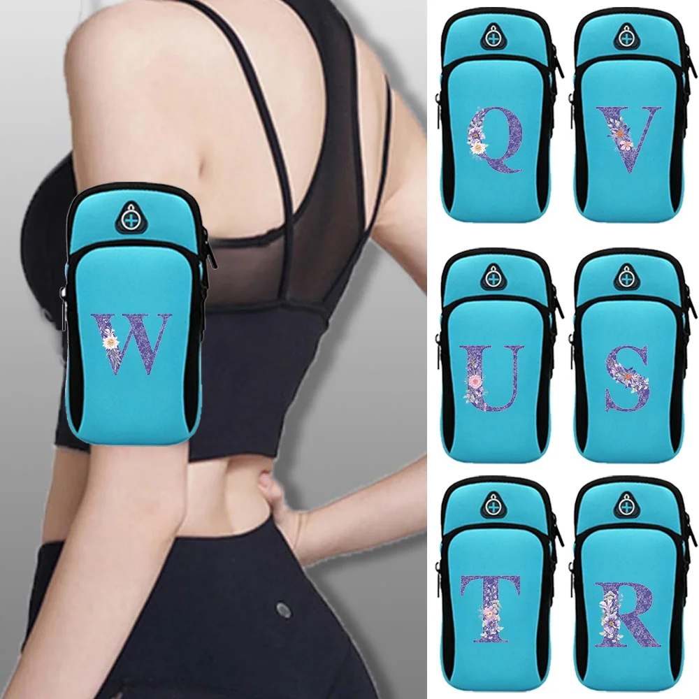 

Universal Armband Sport Phone Bags for Run Arm Phone Holder Sports Mobile Bag Printing Purple Flower Series Running Accessory