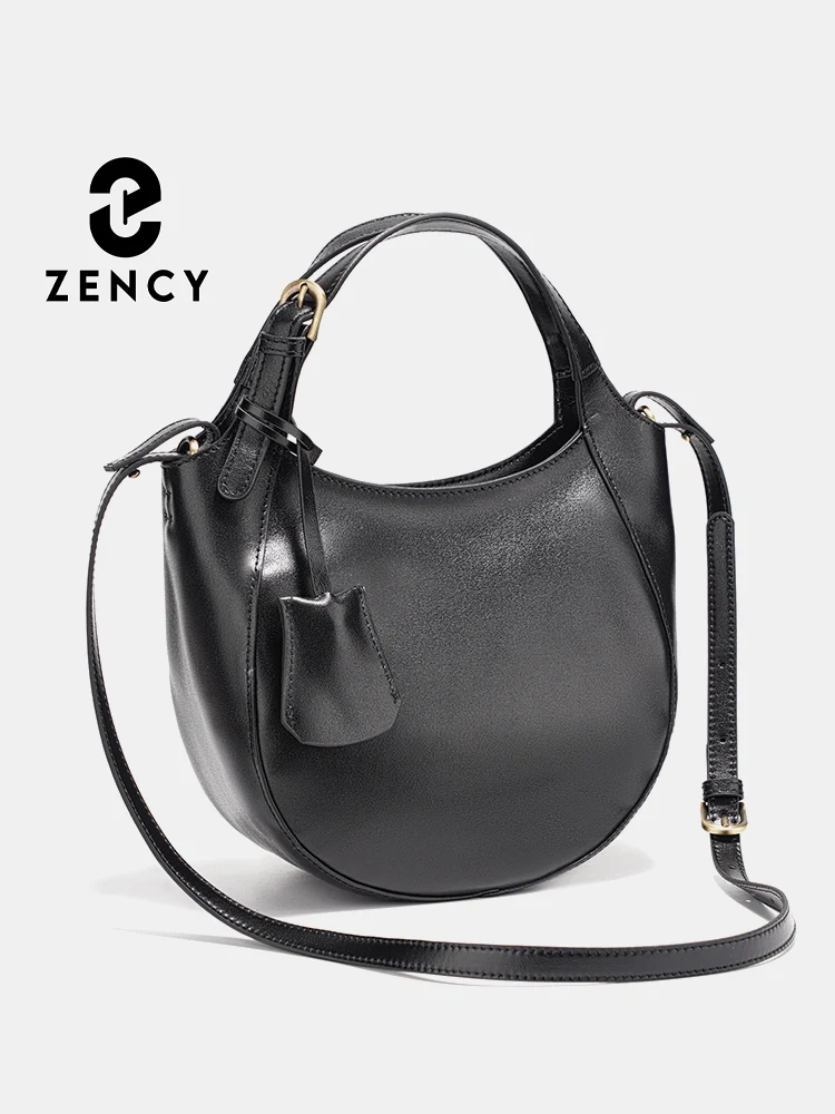 Zency Genuine Leather Shoulder Bags Stylish Hobo Handbags Purses Crossbody Bags for Women Cowhide Leather Stylish Top Handle Sac