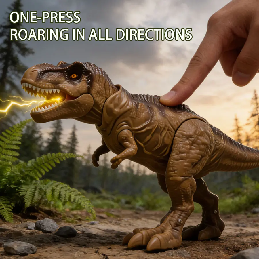 Voice-Activated And Movable Tyrannosaurus Rex and Allosaurus Simulated Dinosaur  Model For Children's Toys