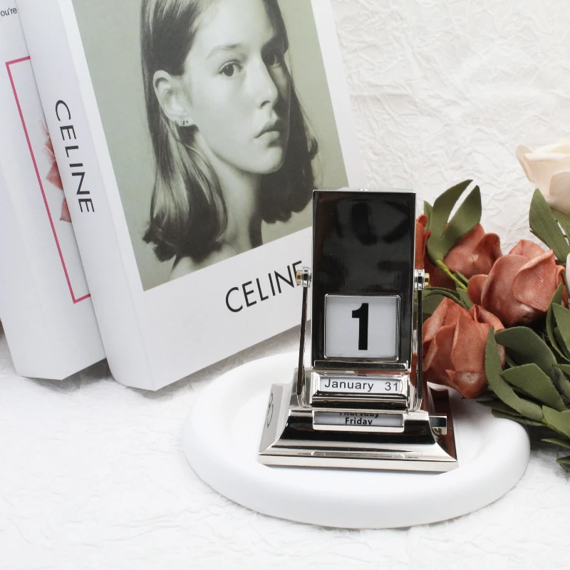 

Креативный металлический календарь, перекидной настольный календарь, орнамент, настольный вечный календарь, простые подарки для украшения дома и офиса