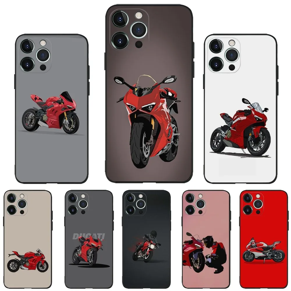 Sport D-Ducaties Cool Motorrad Phone Case For iPhone 16,15,14,13,12,11,Plus,Pro Max,XS,X,XR,SE,Mini,8,7 Soft Silicone Black